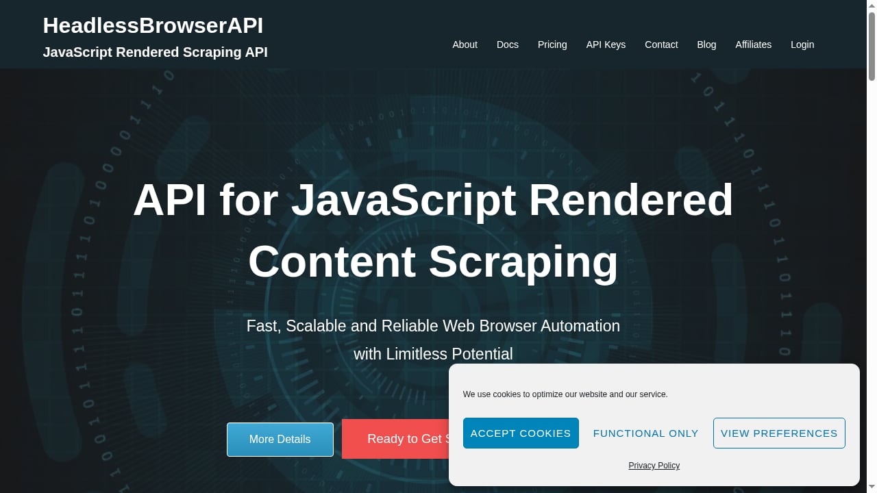 First viewport screenshot of Headless Browser API - HeadlessBrowserAPI