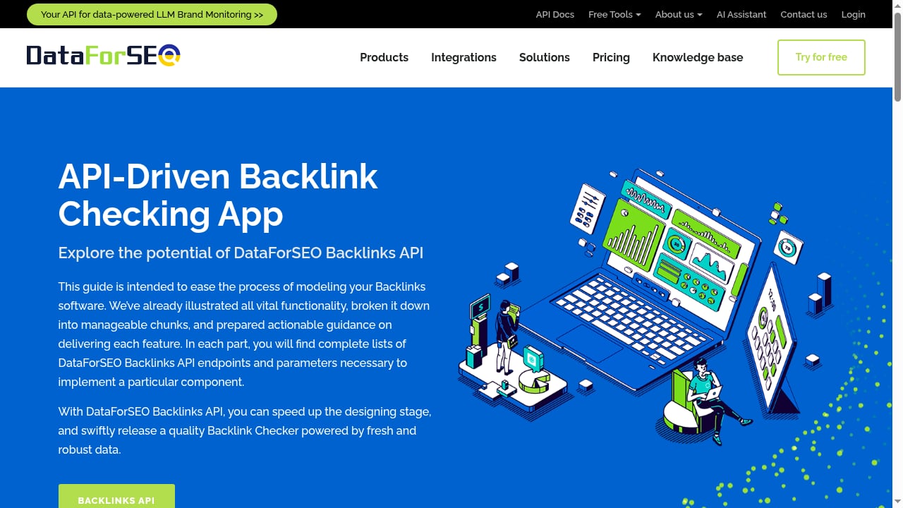 First viewport screenshot of API-driven Backlinks App – DataForSEO