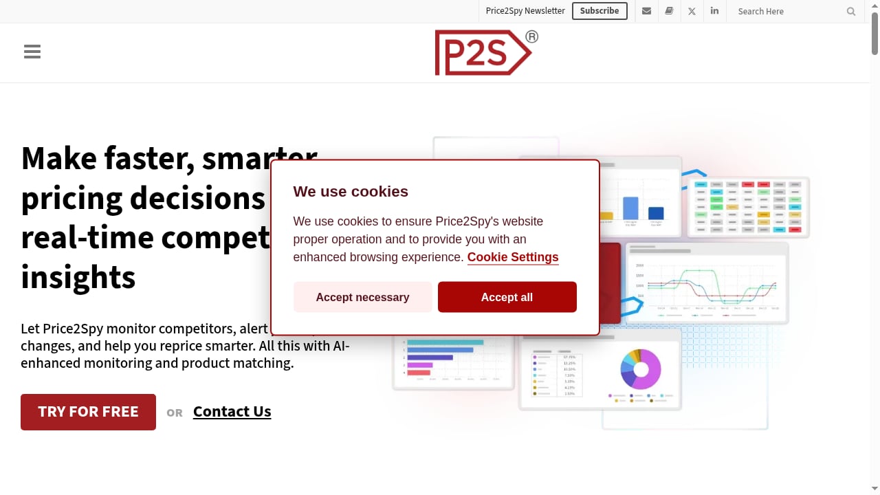 First viewport screenshot of Price2Spy® – Competitor price monitoring