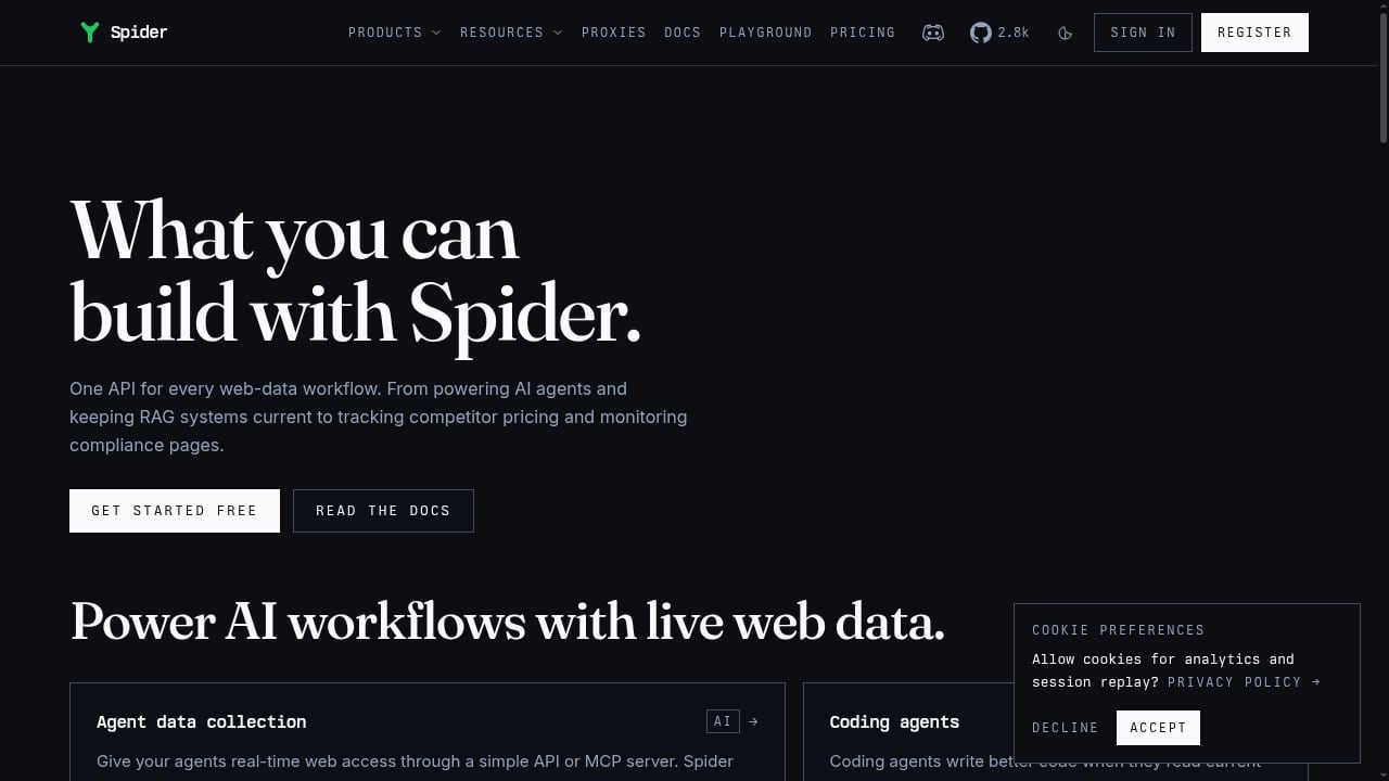 First viewport screenshot of AI data pipelines and use cases | Spider