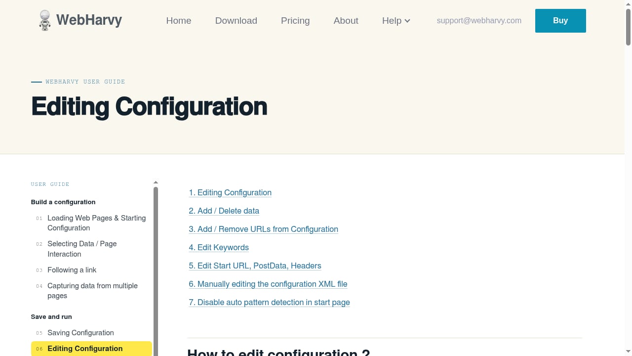 First viewport screenshot of www.webharvy.com