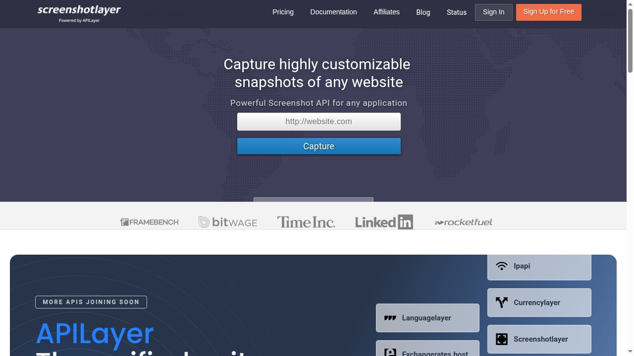 First viewport screenshot of screenshotlayer.com