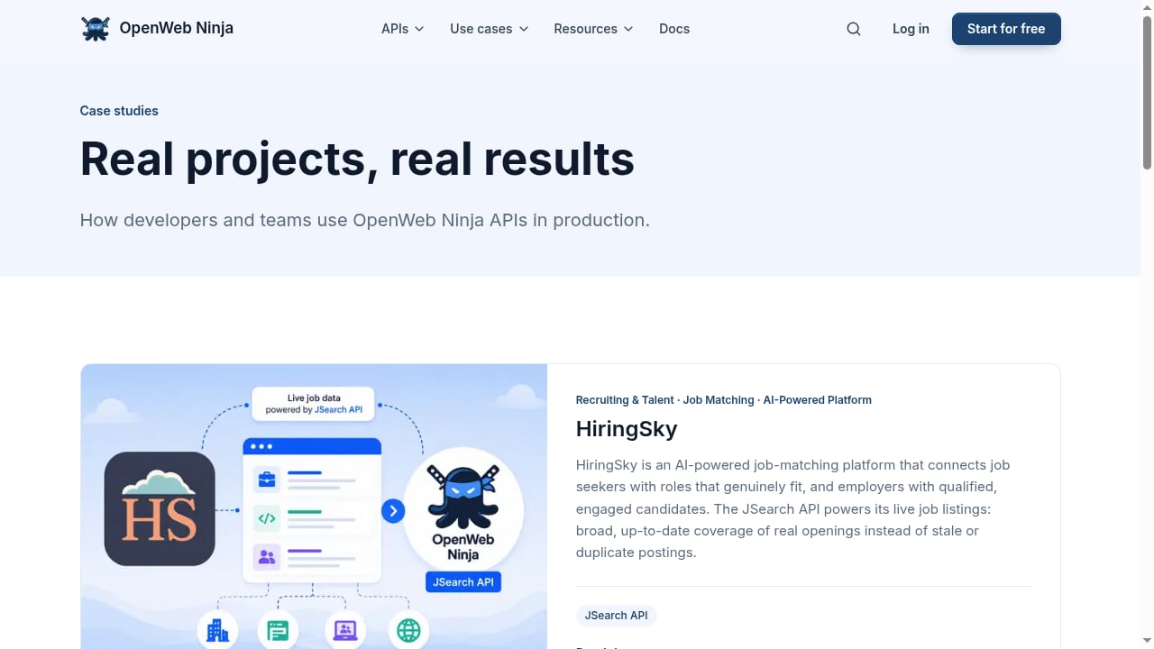 First viewport screenshot of Case Studies | OpenWeb Ninja