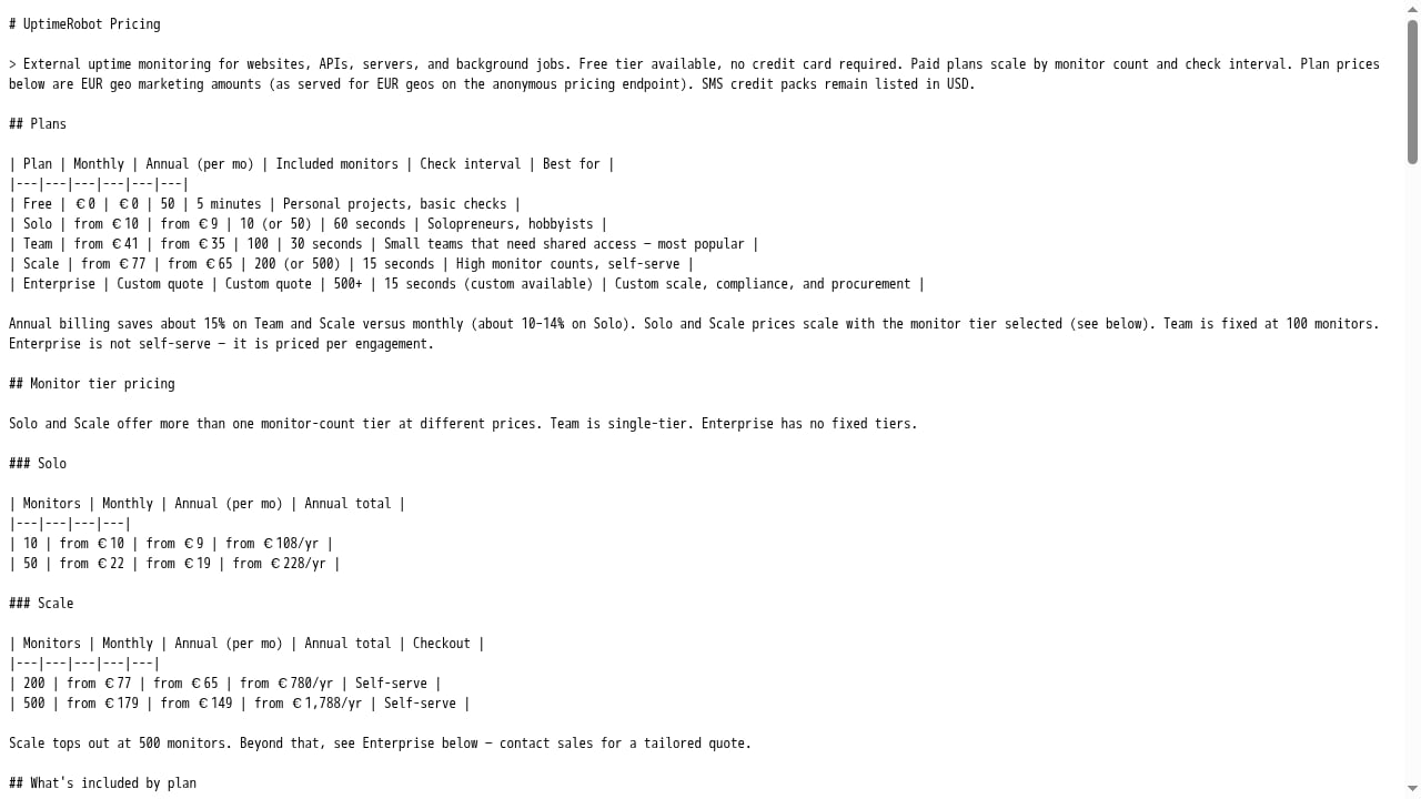 First viewport screenshot of uptimerobot.com