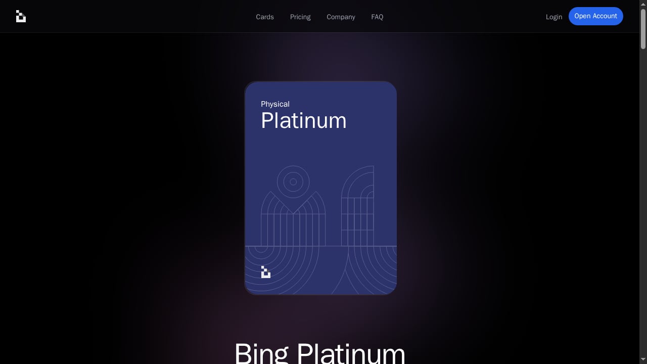 First viewport screenshot of Bing Star Virtual Crypto Card