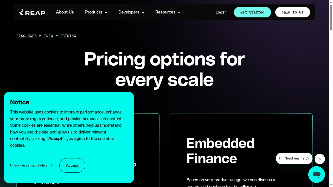 First viewport screenshot of Reap | Pricing