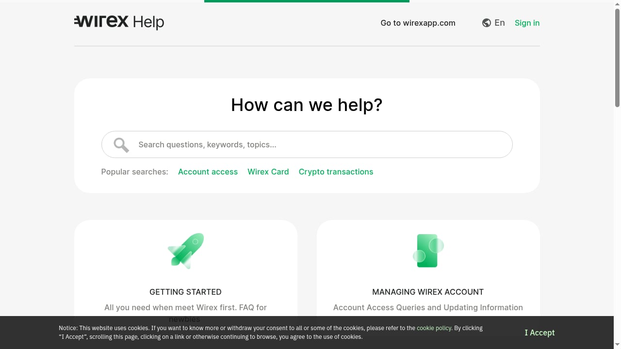 First viewport screenshot of WirexApp