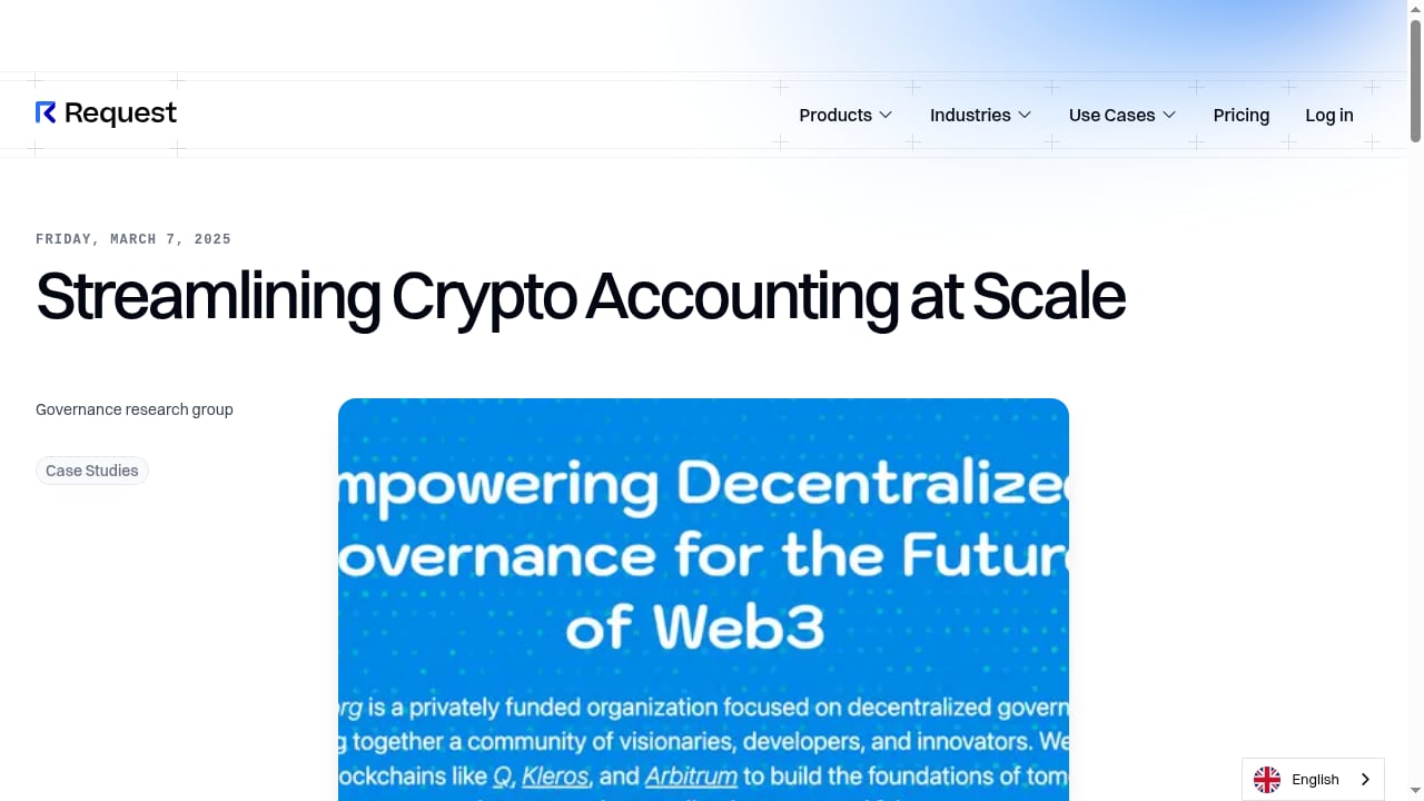 First viewport screenshot of Streamlining Crypto Accounting at Scale - Request Finance