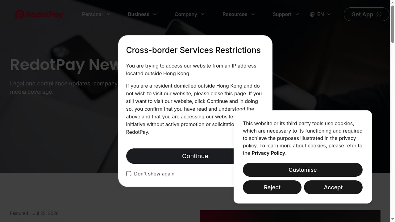 First viewport screenshot of RedotPay
