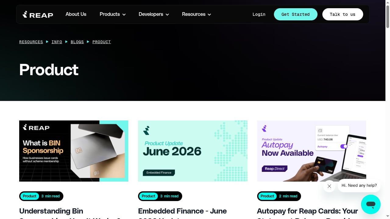 First viewport screenshot of Product | Reap Blog