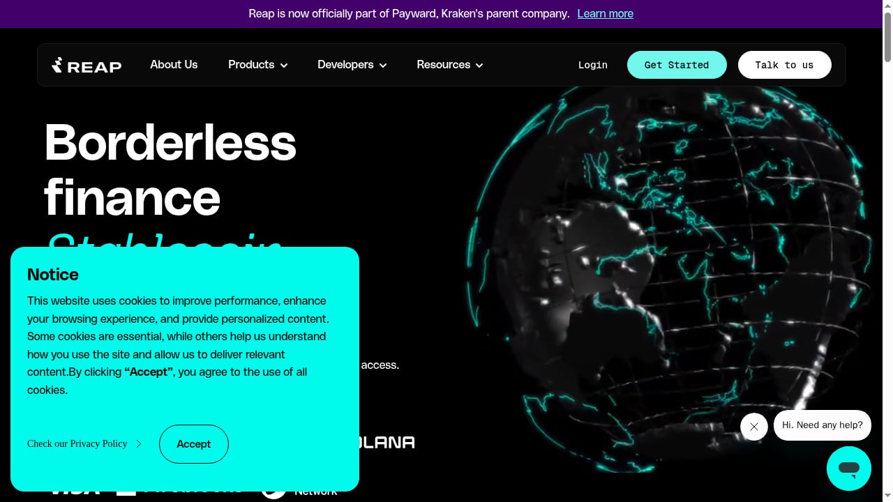 First viewport screenshot of Reap | Global financial infrastructure powered by stablecoins