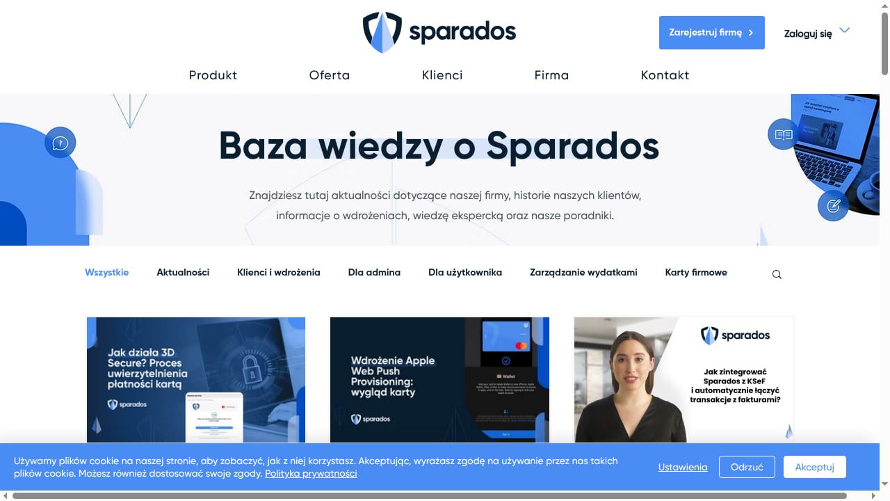First viewport screenshot of Baza wiedzy | Poradniki, case study, aktualności | Blog Sparados