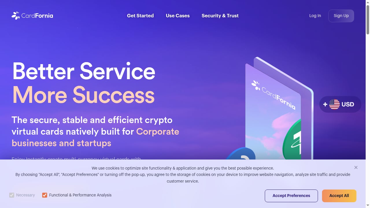First viewport screenshot of Cardfornia | Corporate Crypto Payment Cards