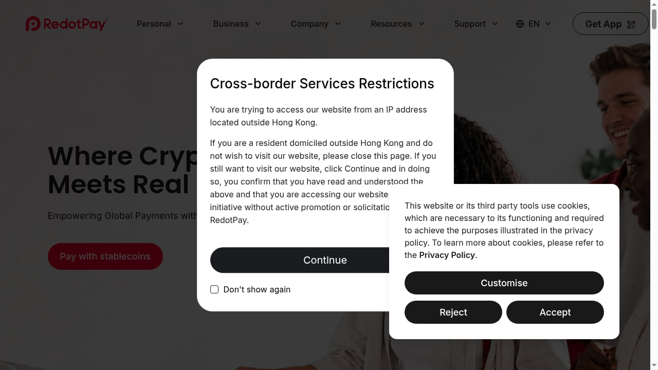 First viewport screenshot of RedotPay