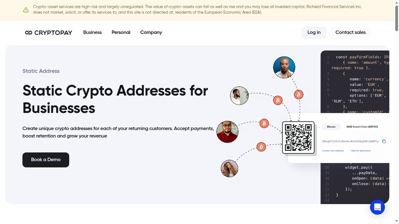 First viewport screenshot of Channels – Receive Crypto from Your Recurring Customers Easily with Cryptopay