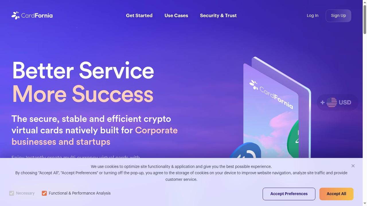 First viewport screenshot of Cardfornia | Corporate Crypto Payment Cards