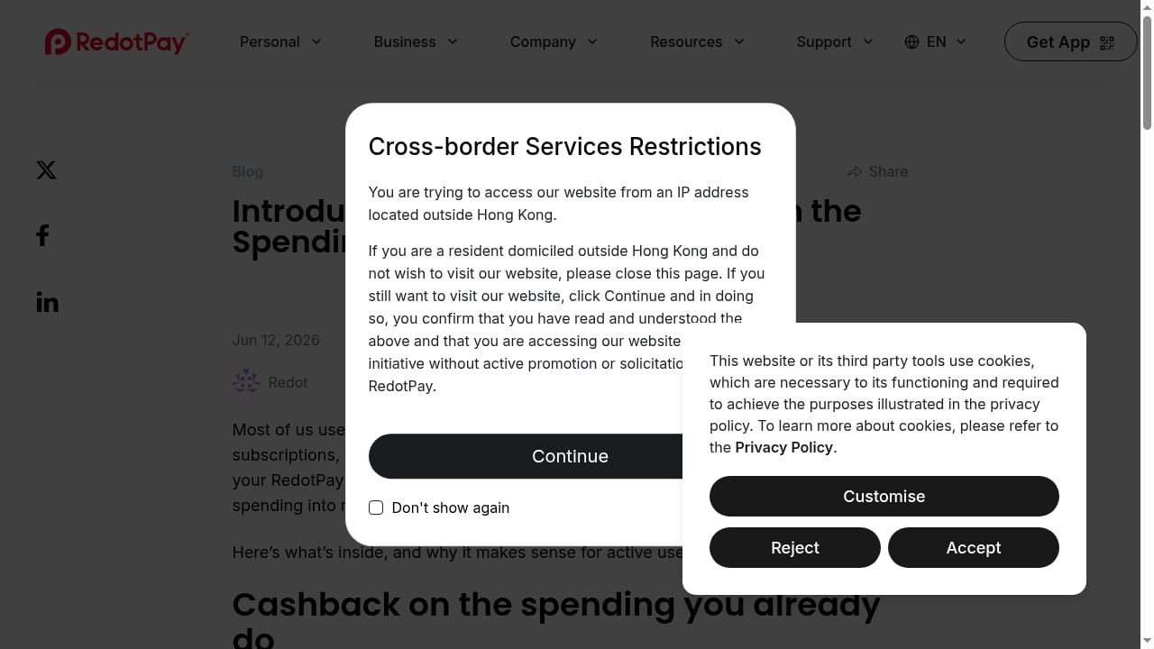 First viewport screenshot of RedotPay