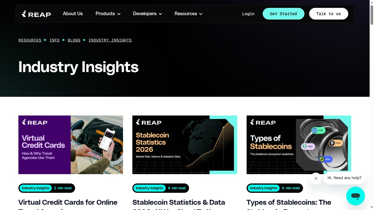 First viewport screenshot of Industry Insights | Reap Blog