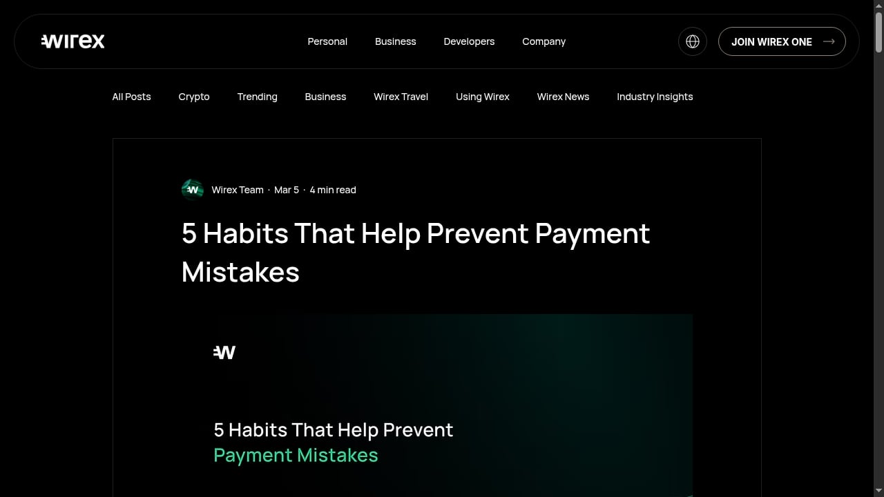 First viewport screenshot of 5 Habits That Help Prevent Payment Mistakes
