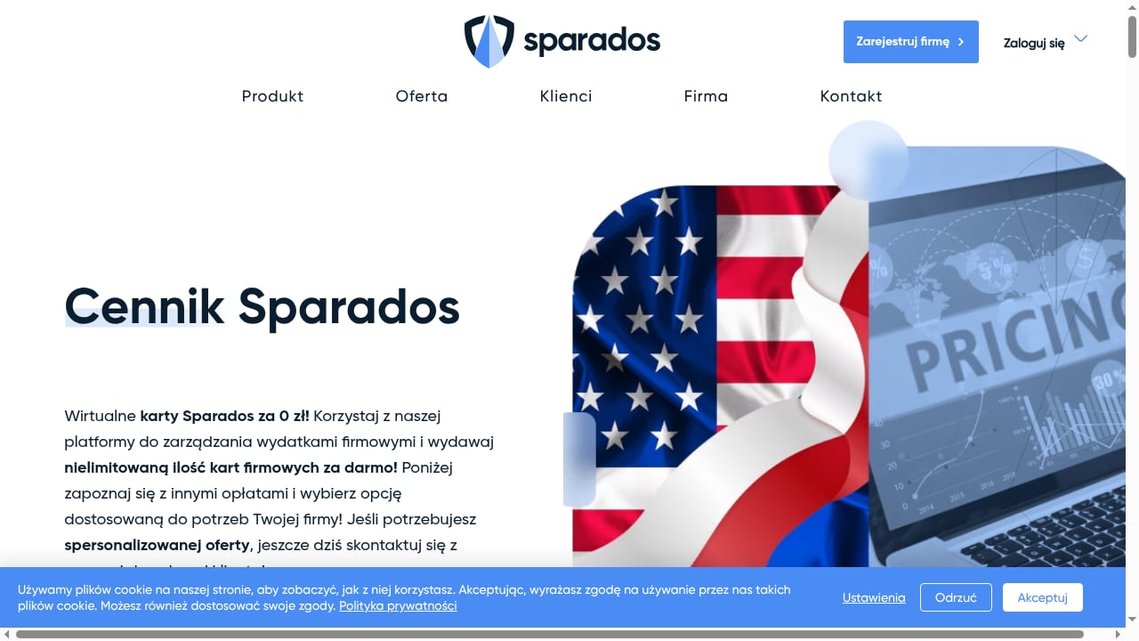 First viewport screenshot of Cennik Sparados | Przejrzyste plany i skalowalność