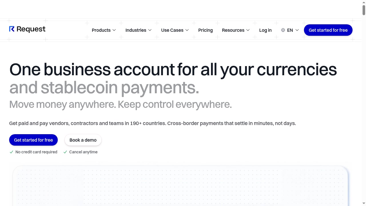 First viewport screenshot of www.requestfinance.com