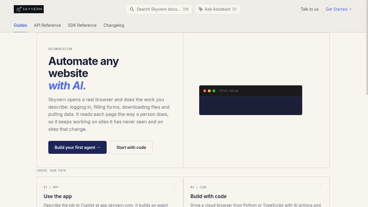 First viewport screenshot of Skyvern Documentation - Skyvern
