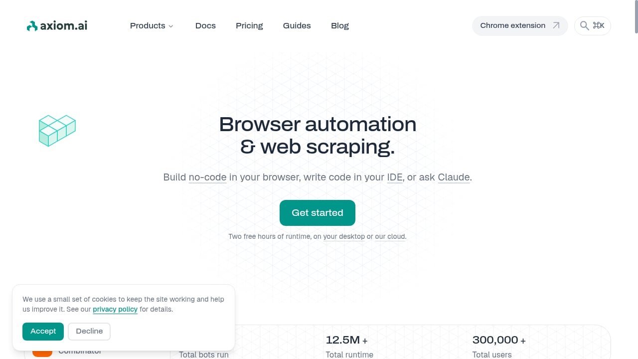 First viewport screenshot of Browser automation & web scraping, no-code or code