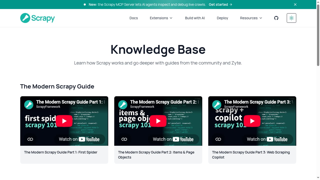 First viewport screenshot of Scrapy Knowledge Base | Scrapy