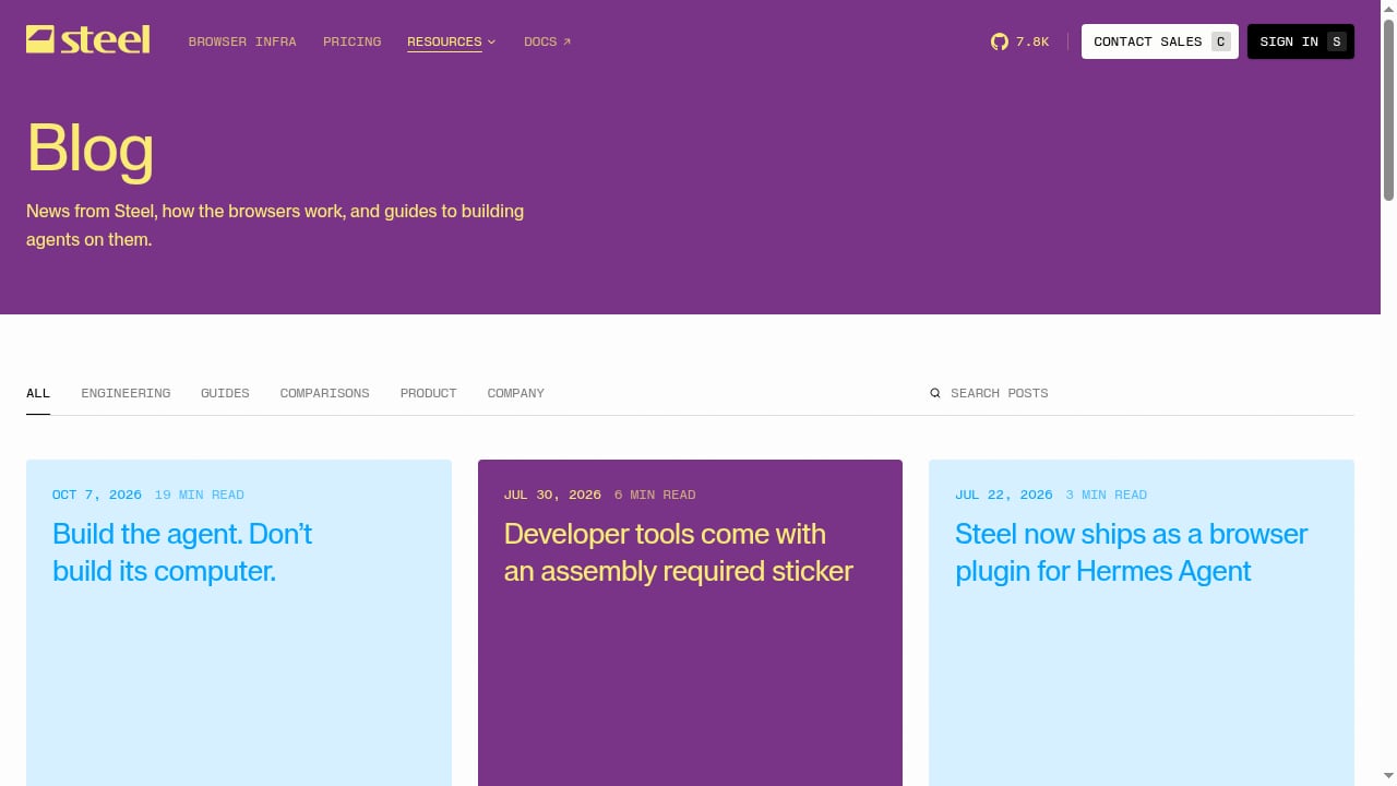 First viewport screenshot of Steel | Blog