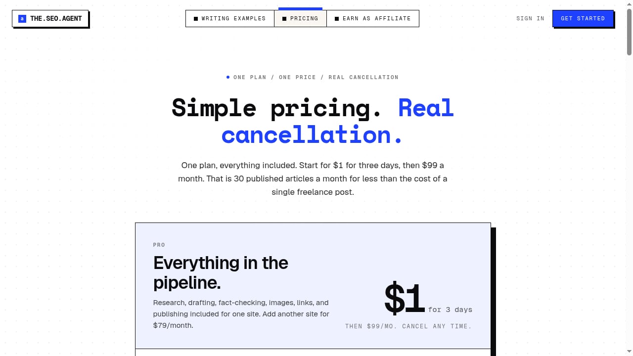 First viewport screenshot of The SEO Agent — AI SEO content automation
