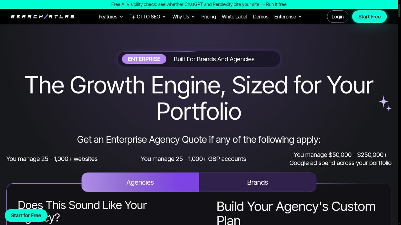 First viewport screenshot of Get an Enterprise Quote From Search Atlas