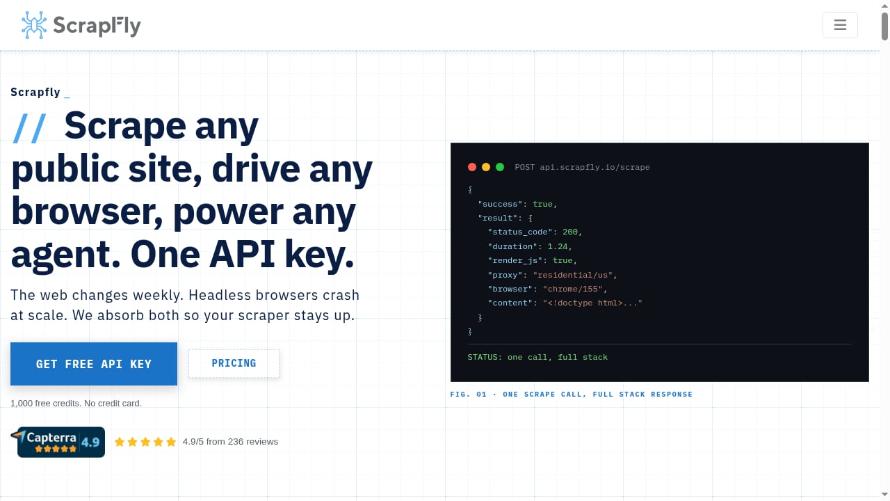 First viewport screenshot of Scrapfly - Web Scraping API, Cloud Browser, Screenshot API