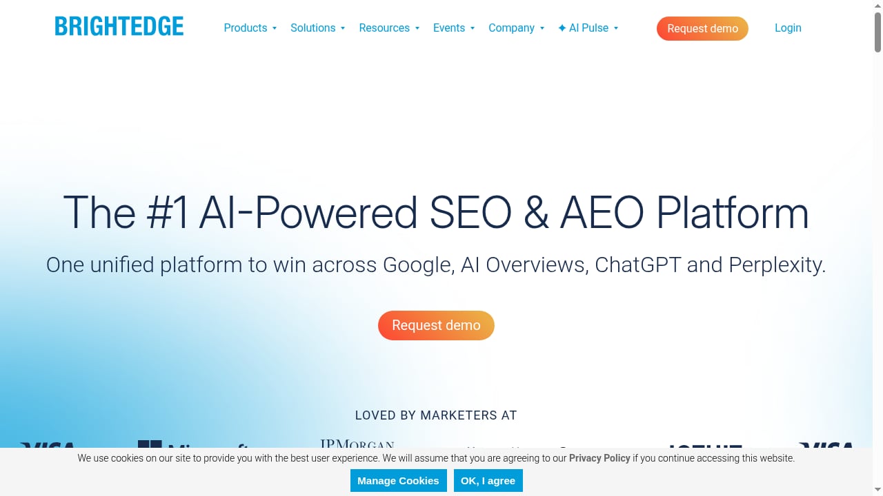 First viewport screenshot of Enterprise SEO Platform | Visibility in AI Search | BrightEdge