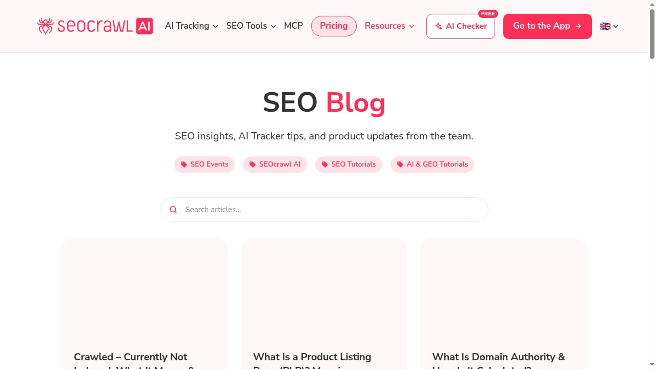 First viewport screenshot of SEO Intelligence & AI Tracker Platform | SEOcrawl AI