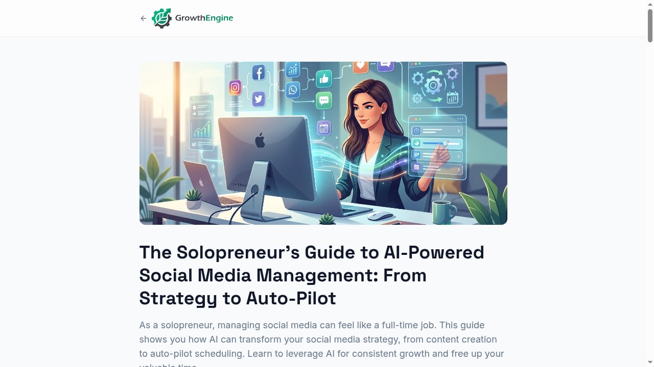 First viewport screenshot of Growth Engine Hub — Autonomous AI Content Marketing