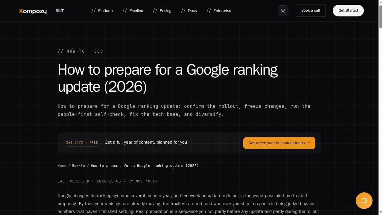 First viewport screenshot of How to prepare for a Google ranking update (2026)