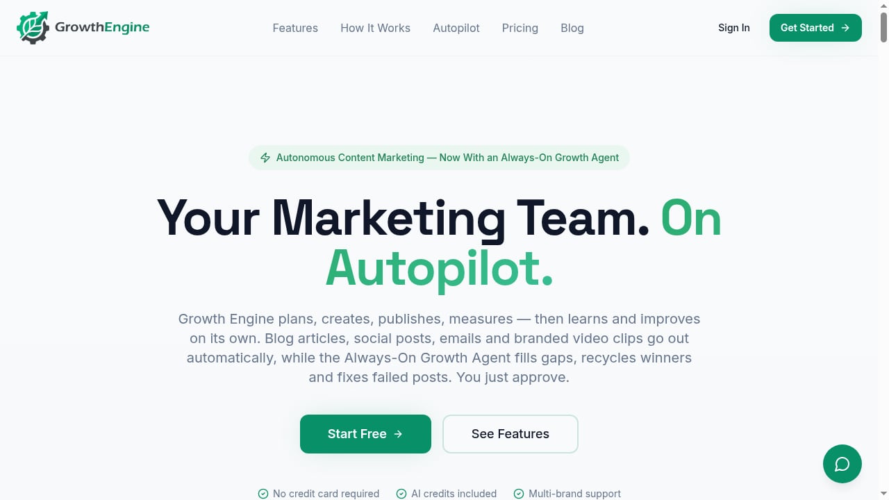 First viewport screenshot of Growth Engine Hub — Autonomous AI Content Marketing