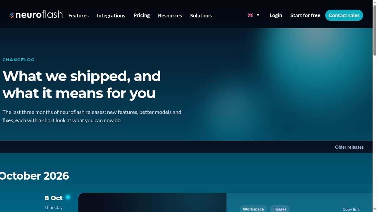 First viewport screenshot of Changelog