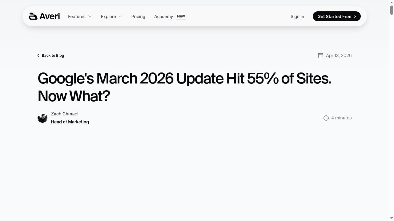 First viewport screenshot of Google's March 2026 Update Hit 55% of Sites. Now What?