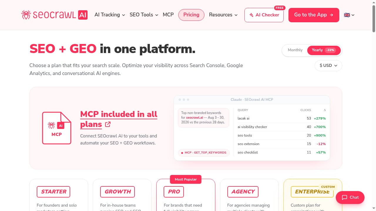 First viewport screenshot of Plans & Pricing — SEOcrawl AI