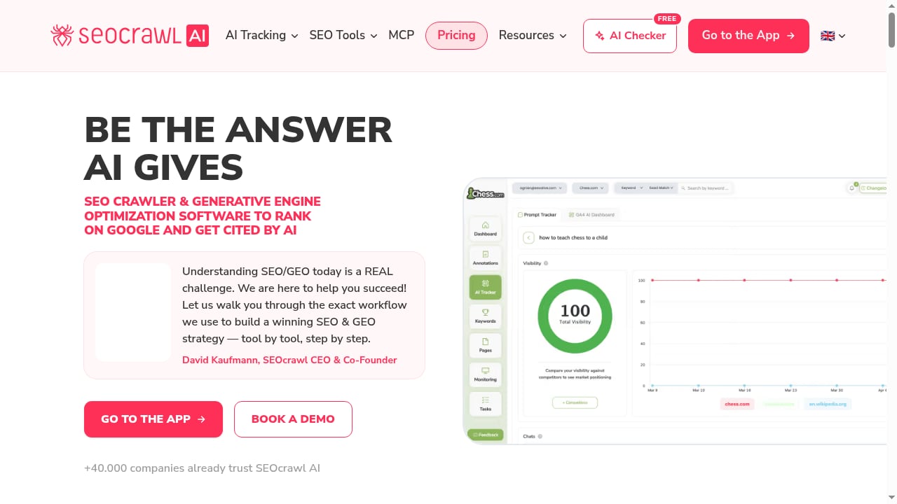 First viewport screenshot of SEO Intelligence & AI Tracker Platform | SEOcrawl AI