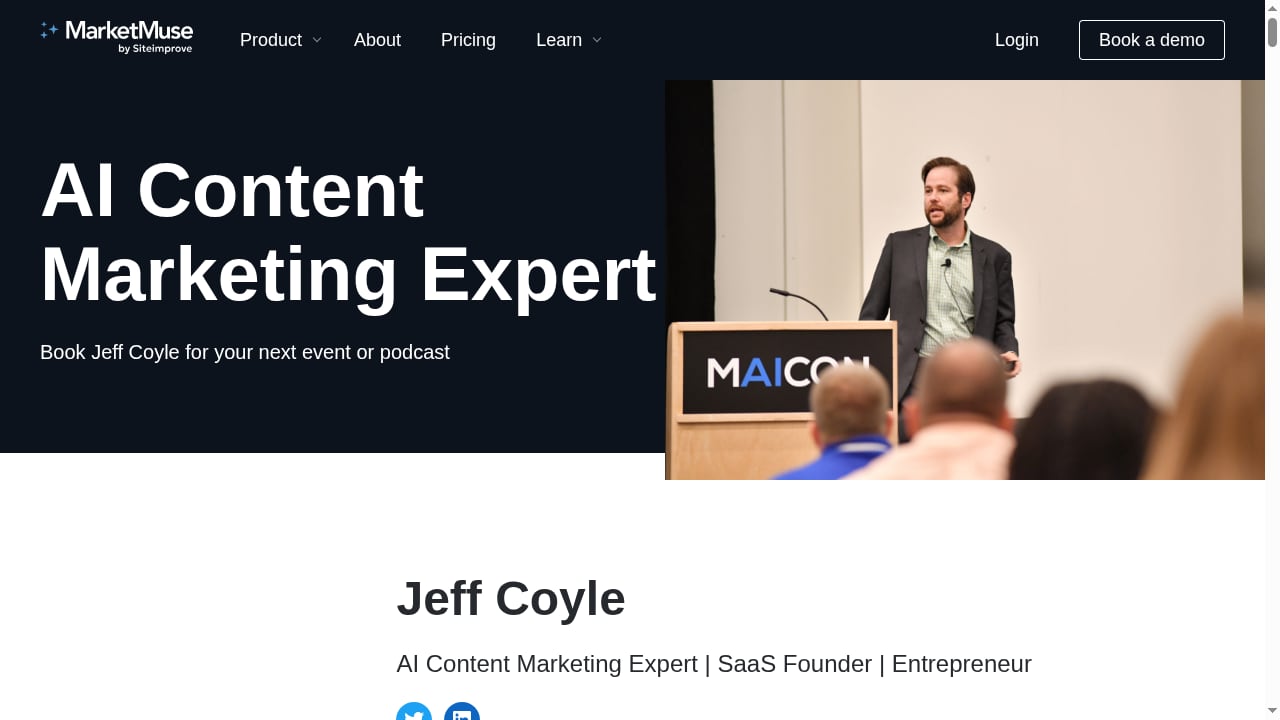 First viewport screenshot of Jeff Coyle - AI Content Marketing Expert - MarketMuse