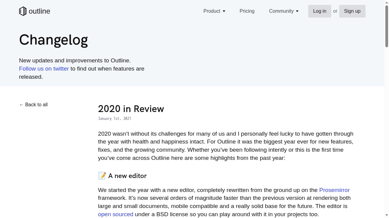 First viewport screenshot of 2020 in Review – Changelog