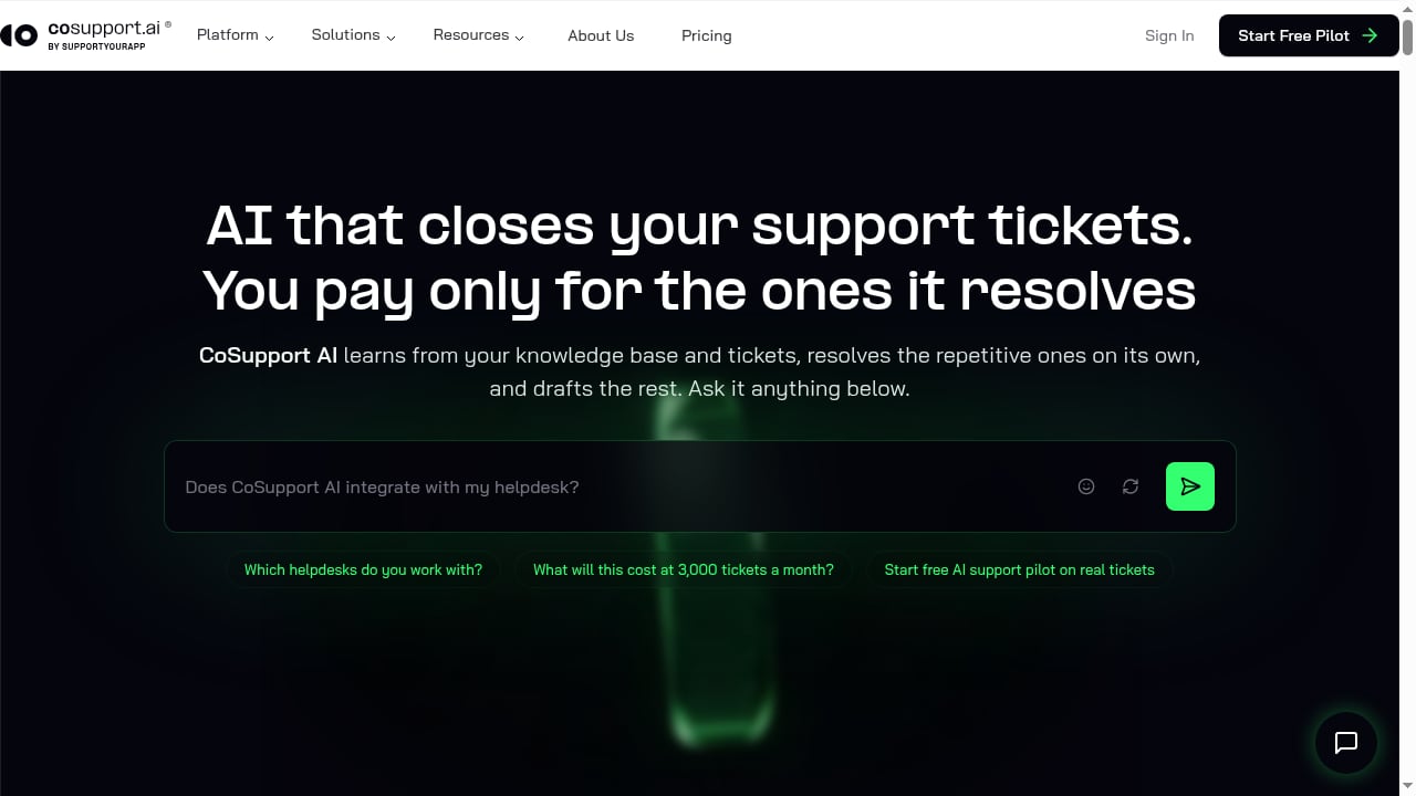 First viewport screenshot of AI Customer Service Platform | Automate Support with CoSupport