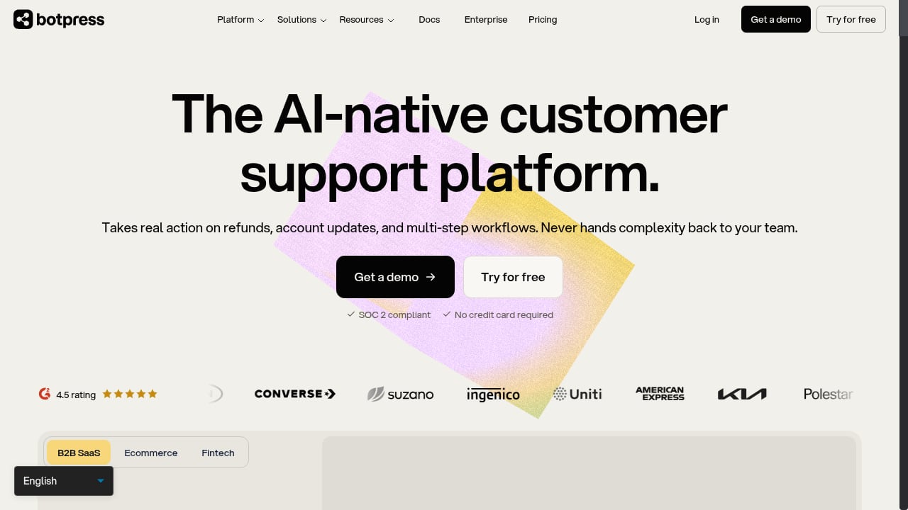 First viewport screenshot of Botpress | The enterprise-grade AI agent platform for customer support